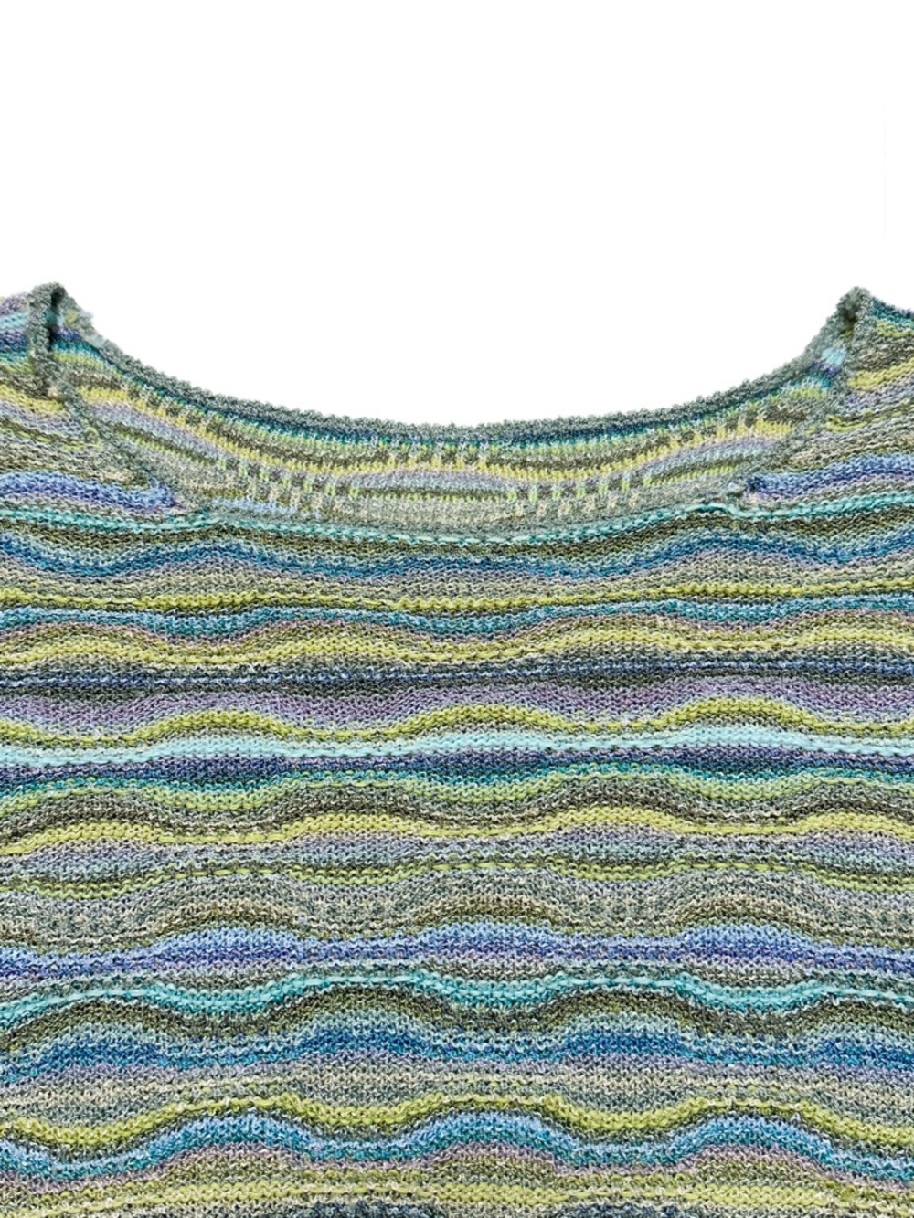 Vintage 90s Talbots Multicolored Tidal Wave Knit Summer Weight Pullover Sweater